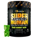 ALPHA LION Superhuman Extreme High Stim Pre Workout Powder, Beta Alanine, L-Taurine & 356mg Tri-Source Caffeina per l'energia sostenibile, Nitric Oxide & Citrulline per pompa (21 Serve, Sour Gummy Bear)