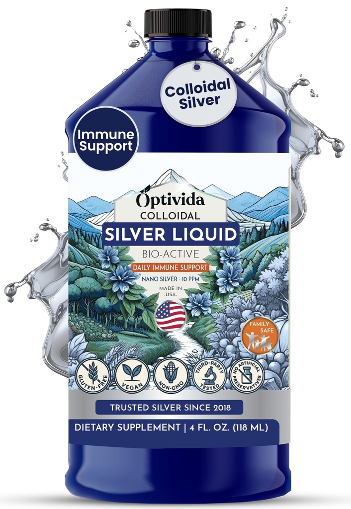 Liquido d'Argento Colloidale (32 oz) – Integratore Colloidale Premium Nano in Argento per il Benessere Giornaliero & Supporto Immune, Idrosol di Argento Liquido Naturale per Adulti & Bambini, Non OGM, Senza Glutine