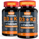 Vitamina D3 20.000 IU + K2 Vitamina (MK4 & MK7) 200mcg + Citrato di calcio, Vitamina ottimale D3 K2 Softgel - Forte Bone & Muscolo, Assorbimento di calcio, Aiutando Deficienze di vitamina D, Facile da ingoiare, 2Pack