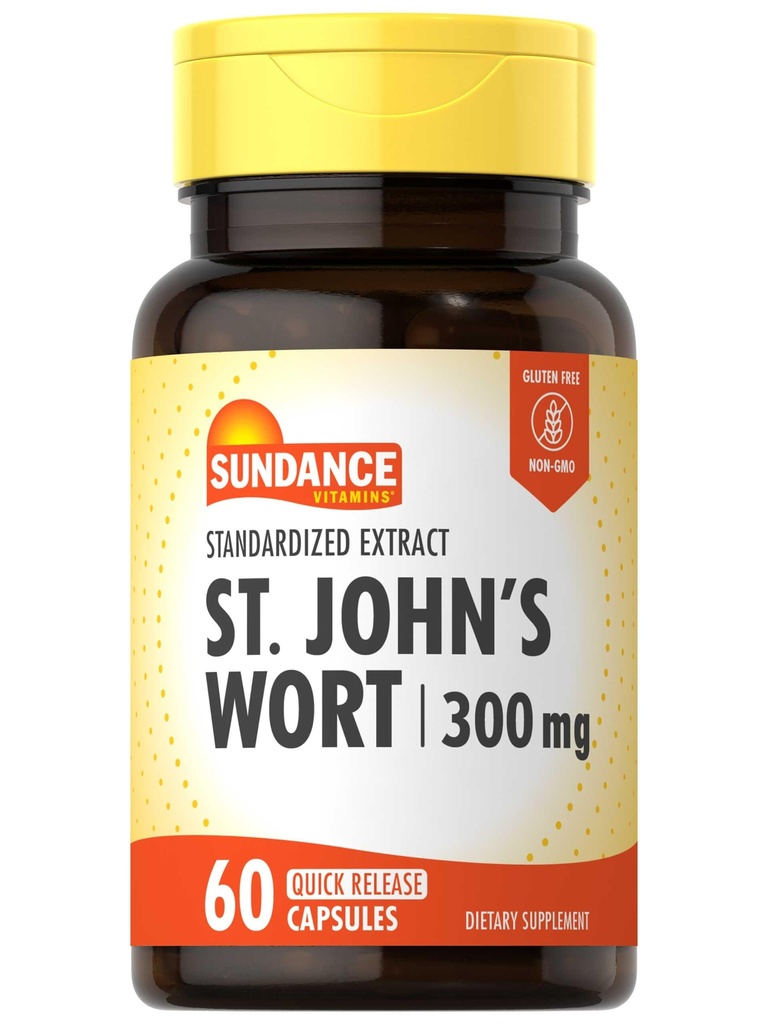 Sundance St. John's Wort Capsule | 300mg | 60 Count | Non OGM e Gluten Free Standardized Extract