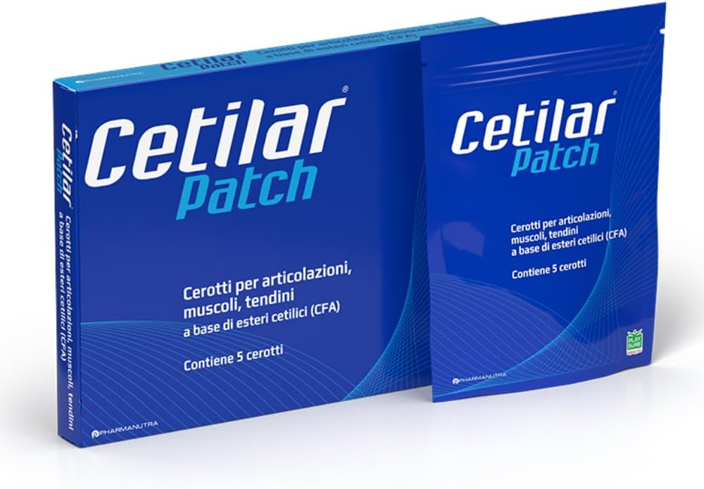 Cetilar Patch – 5 patch monouso con acidi grassi cetilati brevettati per il sollievo del dolore del giunto e del muscolo di lunga durata, mobilità migliorata e recupero dello sport – Sweat & Water Resistant – Doping Free
