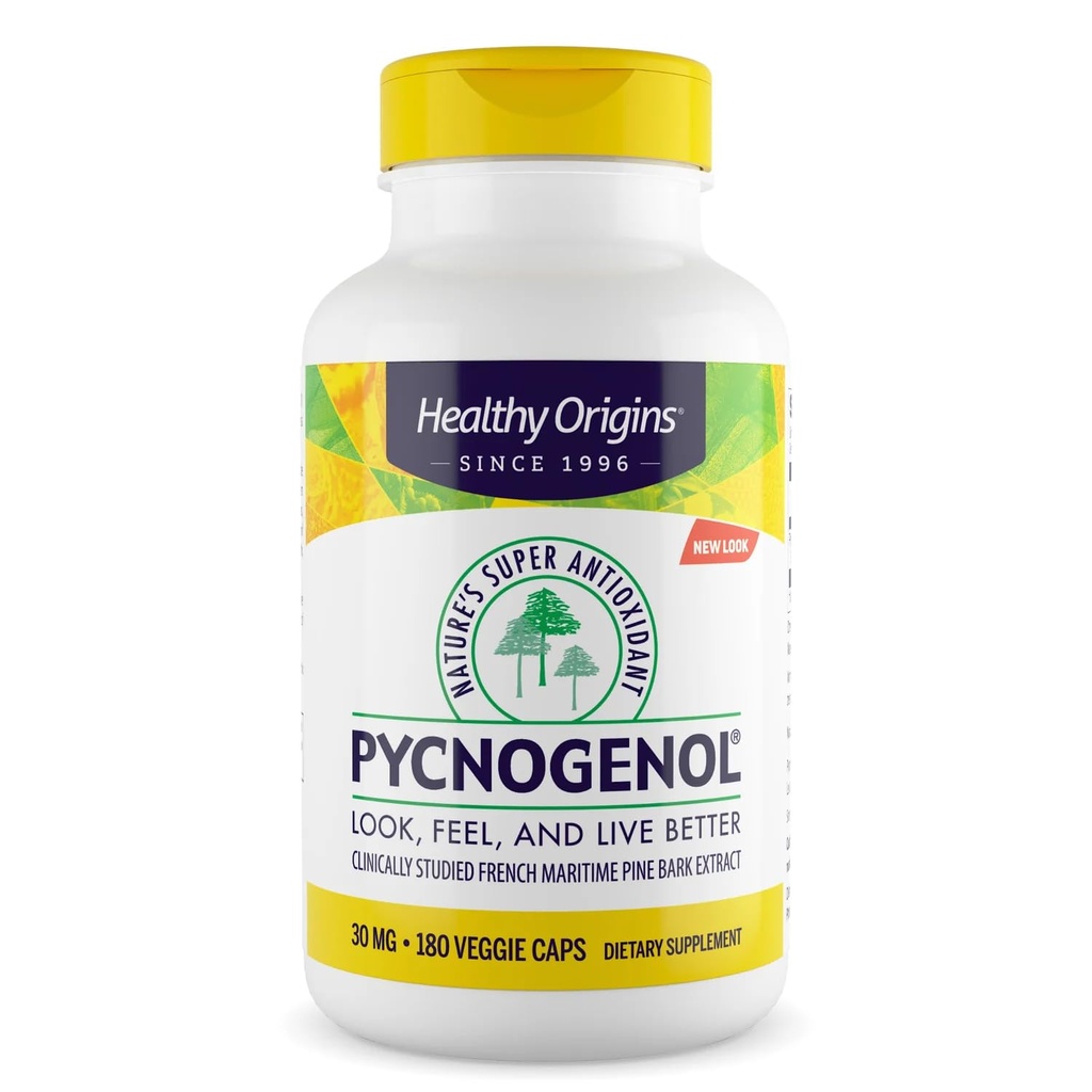 Sani origini Pycnogenol 30 mg (Nature's Super Antioxidant, Non-GMO, Gluten Free, Supporto cardiovascolare), 180 Veggie Caps