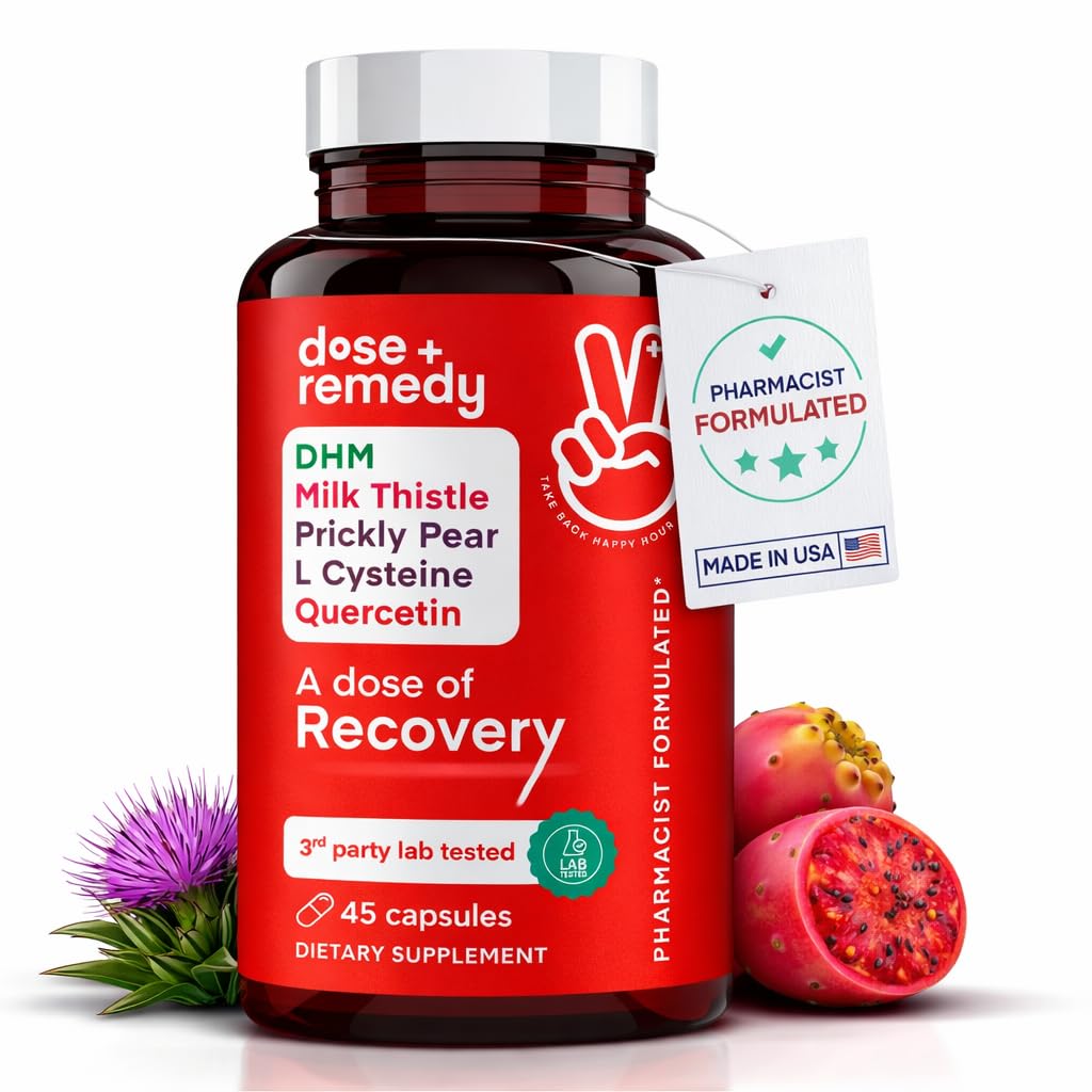 Una dose di Recovery|Liver Detox | Made in USA | USDA | Supporto per l'idratazione del mattino migliore Flush asiatico | Dihydromyricetin DHM, Quercetin, vitamina B, cardo del latte, | (45 pillole)