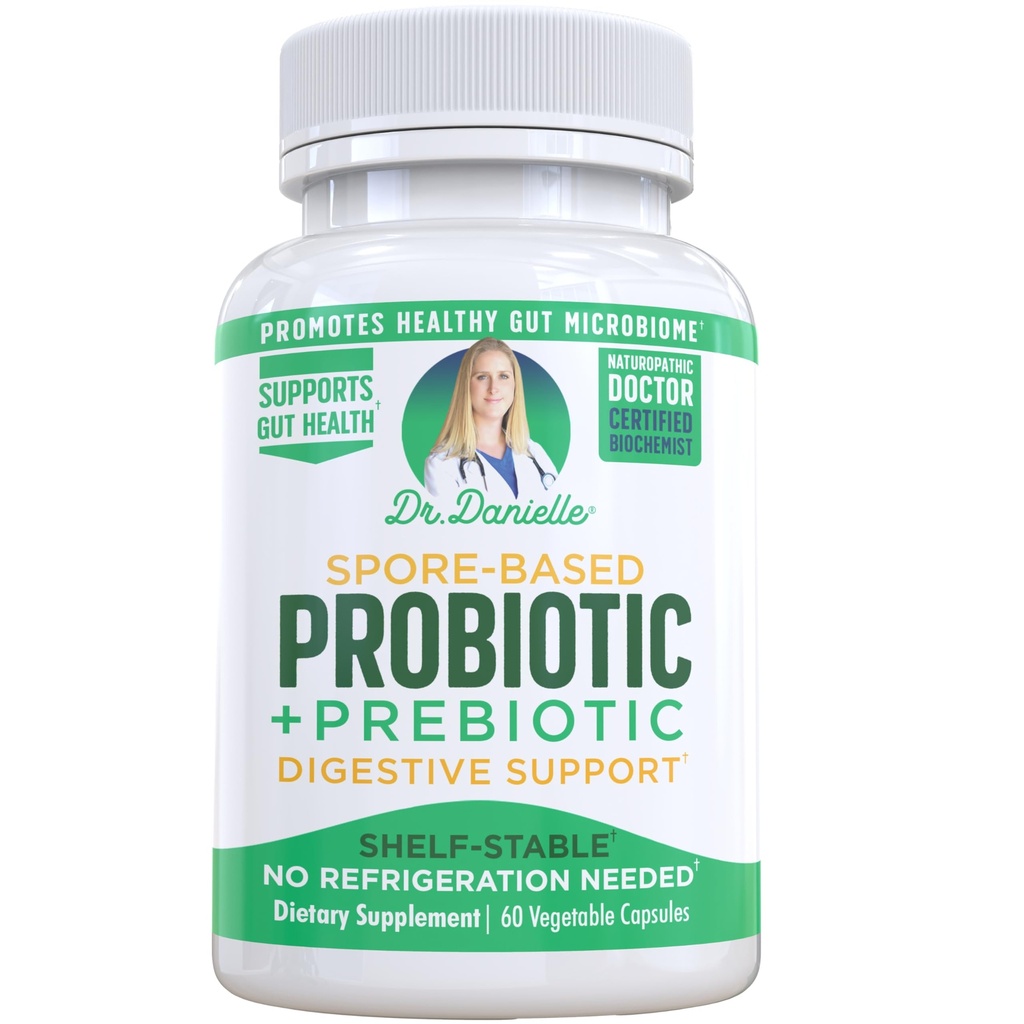 Dr. Danielle Probiotici - Probiotici per Donne e Uomini, Adulti di Dr. Danielle - Shelf Stable Probiotic Supplement - No Refrigeration Necessary - Bacillus - 60 Capsule