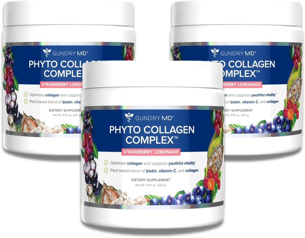Complesso di collagene di Phyto di MD di Gundry, il supporto di resistenza della polvere Multivitamin Supplemento con vitamina C, aminoacidi e polifenoli - Limonata di fragola (3)