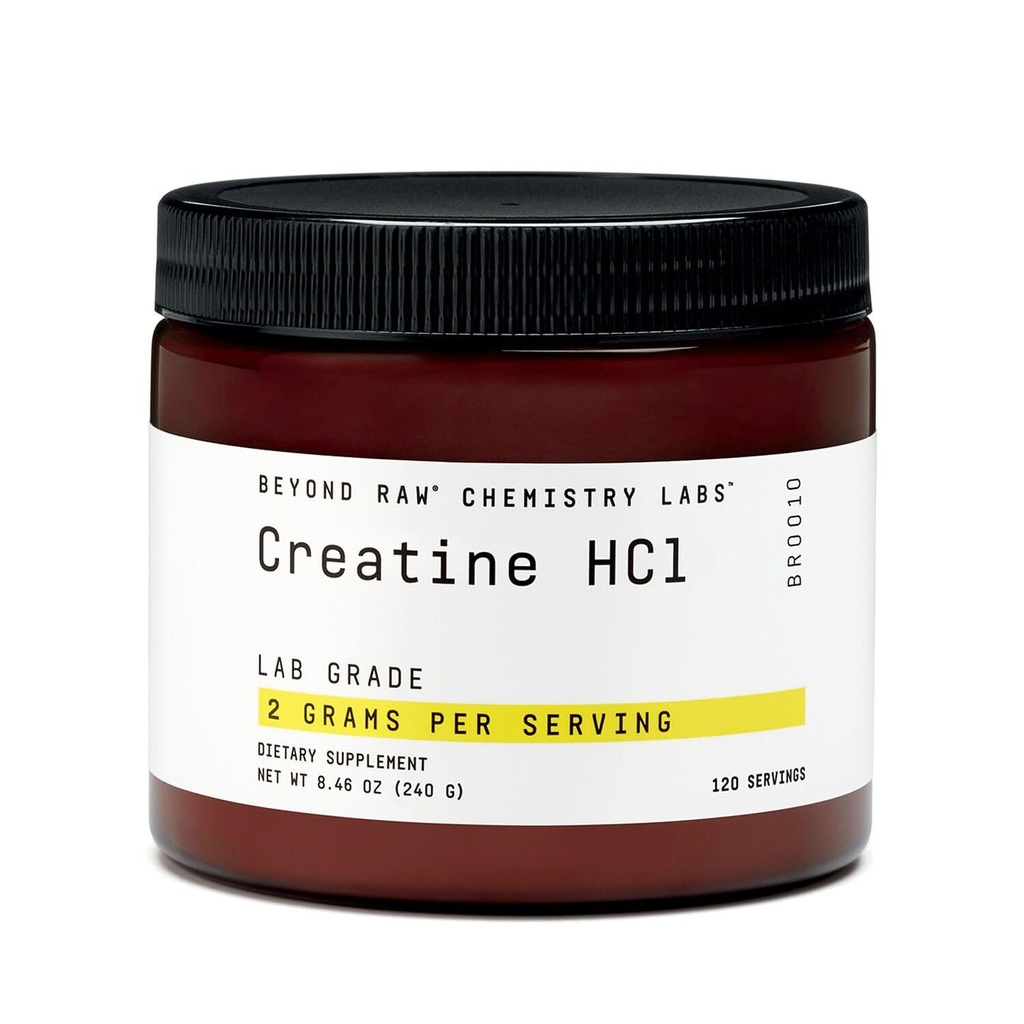 BEYOND RAW Scienza-Backed Creatina HCl Polvere, grado di laboratorio, per la resistenza e la crescita del muscolo, produzione di energia, prestazioni atletiche, supporto cognitivo, idratazione cellulare, 120 Serve