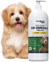 Liquid Health Pets K9 Omega 3 Fish Oil for Dogs - Liquid Omega 3 Supplemento per gli animali con EPA + DPA + DHA - Ridurre il prurito & Shedding, Support Joints, Immunity, Brain & Heart Health - USA Made (16 oz)