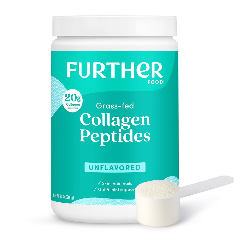 Ulteriore Cibo Peptidi di collagene non aromatizzato polvere, Pastura a base di erbe-Raised idrolizzato Tipo 1 & 3 Proteine, Salute Gut + Giunto, Capelli, Pelle, Unghie, Paleo Keto senza zucchero 9.88 oz