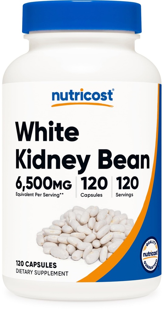 Nutricost White Kidney Beans Capsule 6.500mg Equivalent, 120 Capsule - Caps vegetariani, Gluten Free e OGM Free