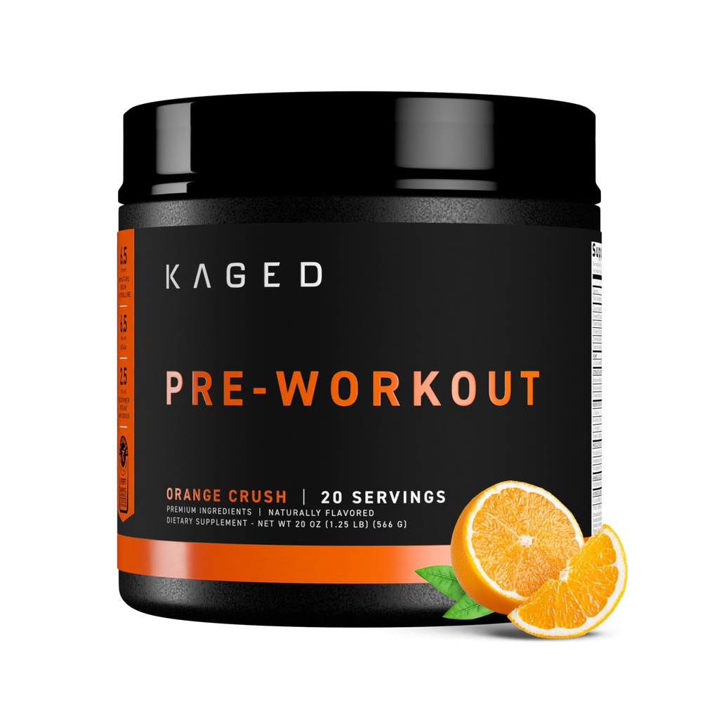 Kaged Original Pre Workout Powder | Orange Crush | Pre-Workout con Creatina, Beta Alanine, L-Citrulline, BCAAs | 274 mg Organic Caffeine | Pre Supplementi per Uomo e Donne | 20 Serve