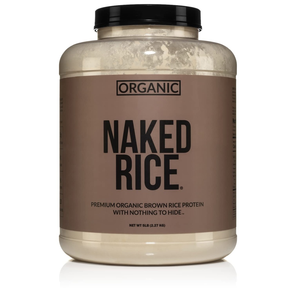 Riso Nudo - Polvere di proteina di riso marrone organica - Polvere proteica vegana - 5Lb Bulk, OGM Free, Gluten Free & Soy Free. Proteine a base vegetale, No ingredienti artificiali - 76 Serve