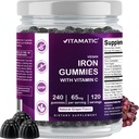Vitamatic Iron 65 mg Gummies Supplemento per le donne e gli uomini - 240 Vegan Gummies - Great Tasting Iron Gummy Vitamine con vitamina C