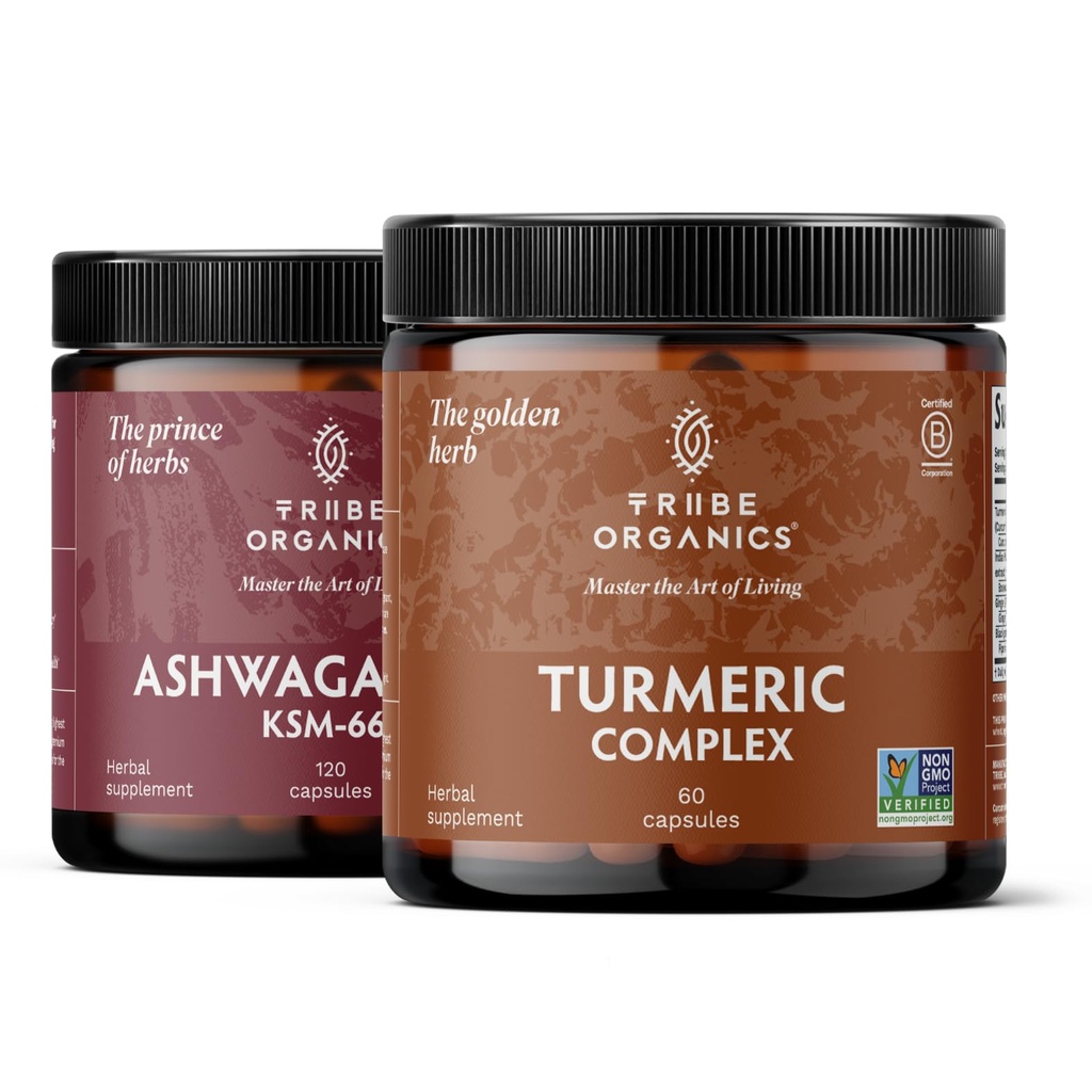 TRIBE ORGANICS Balance Duo - KSM-66 Ashwagandha 120ct + Curcumina currica C3 Complesso 120ct