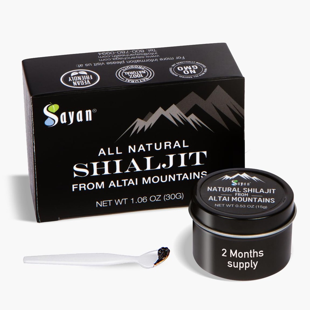 Sayan Pure Autentico Altai Shilajit Resina - 15 grammi, 2 mesi di alimentazione - Supplemento di acido Fulvico organico ad alta efficienza per le donne e gli uomini per sostenere il sistema immunitario, energia, & Detox - Vegan, Non OGM