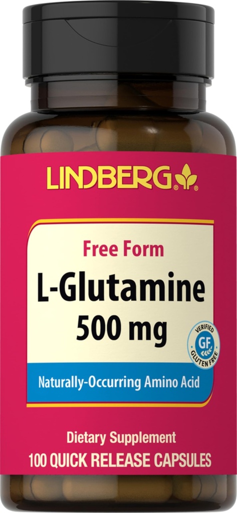 Lindberg L Glutamine Capsule per Donne e Uomini | 500mg | 100 pillole | Supplemento forma gratuita | Non OGM, Gluten Free