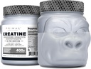 Polvere di monoidrato di creatina primaria (400 Grammi) | Supplemento di sviluppo del muscolo di creatina non aromatizzato per pre-allenamento e recupero | 5g Monoidrato di creatina per porzione