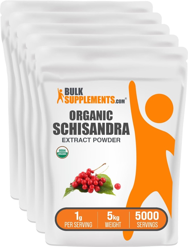 BulkSupplements.com Polvere di Estratto di Schisandra Organico - Schisandra Supplemento, da Schisandra Berries - Integratore di erbe, Gluten Free - 1000mg per Serving, 5kg (11 lbs) (Pack of 5)