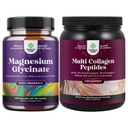 Bundle di alto assorbimento Magnesio Glycinate Capsule per il sonno calmante Plus Muscle Bone & Nerve Supporto e Multi Collagen Protein Powder per le donne e gli uomini - Hair Skin and Nails Vitamins