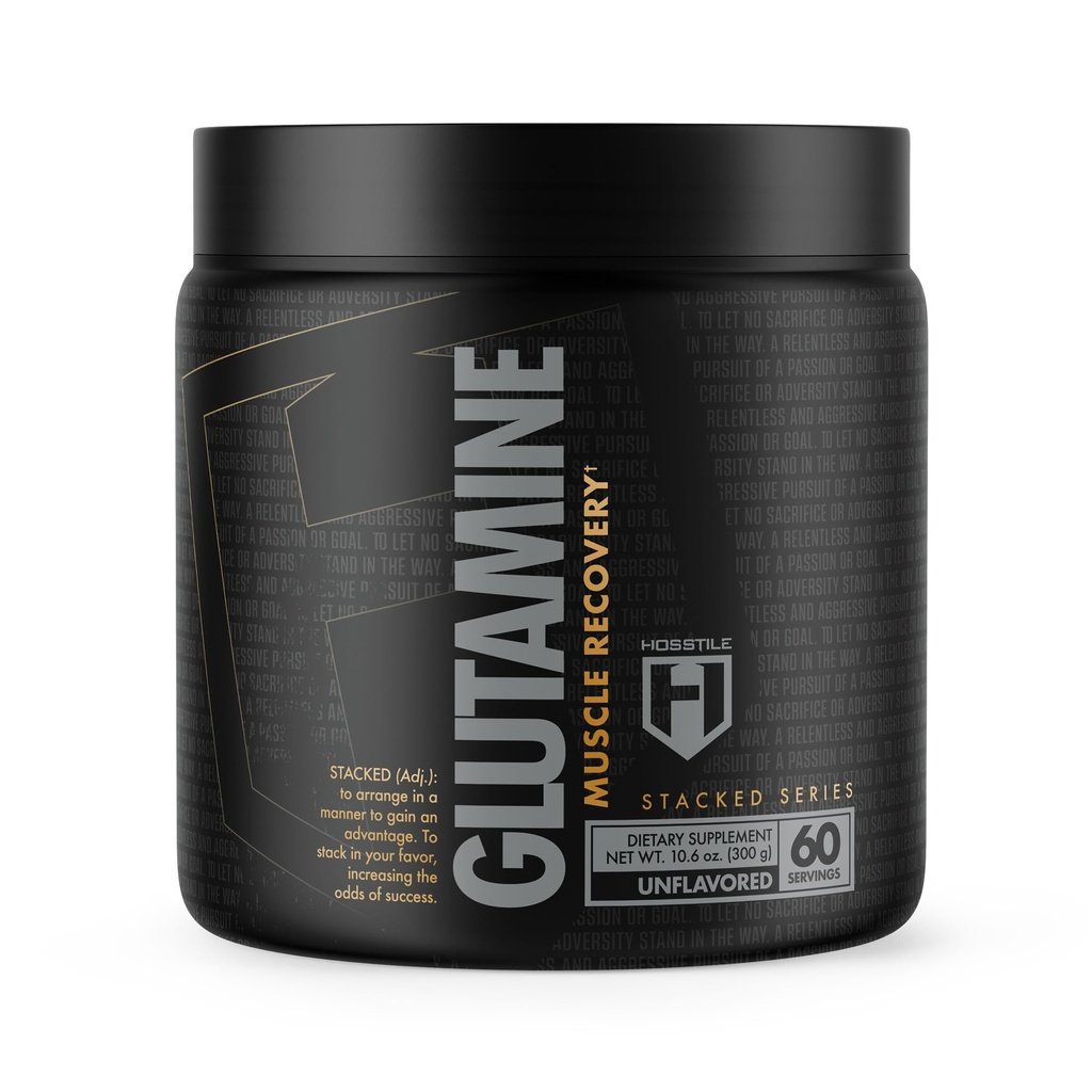 HOSSTILE Glutamina, Fermentato L Glutamina Polvere per uomini e donne, Migliorare il recupero del muscolo, Sostenere la sintesi proteica, Post Workout Recovery Drink, Unflavored, 60 Serve