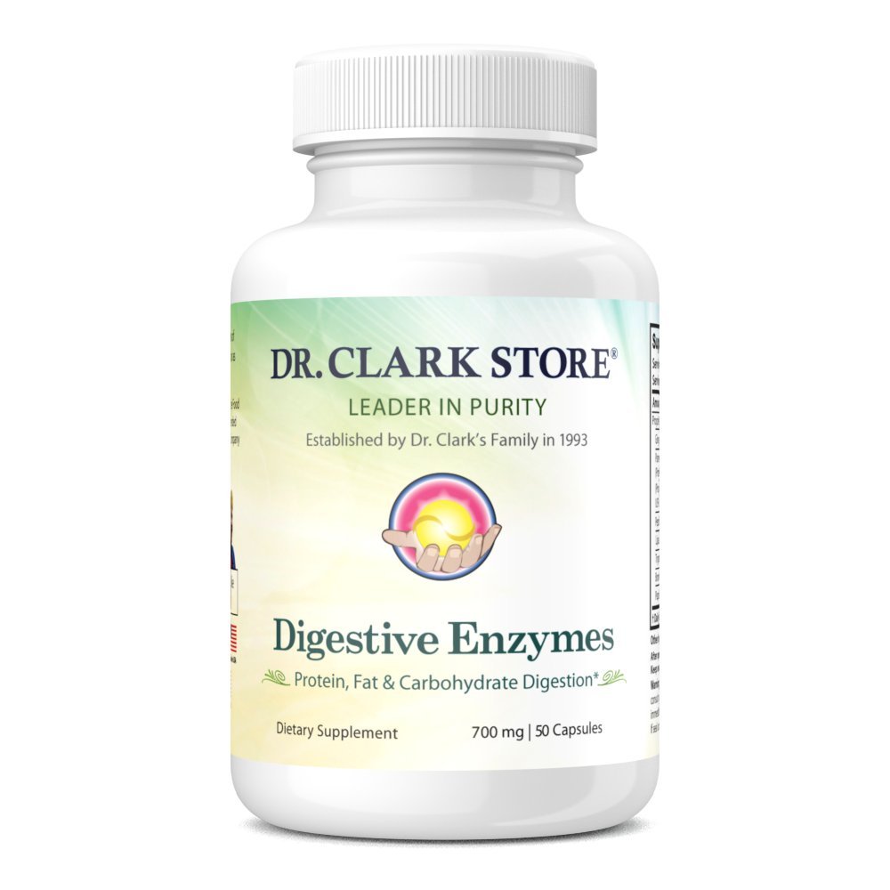 Dr. Clark supplemento di enzimi digestivi – 700mg, 50 capsule di Gelatin, promuove la salute digestiva e la funzione di fegato