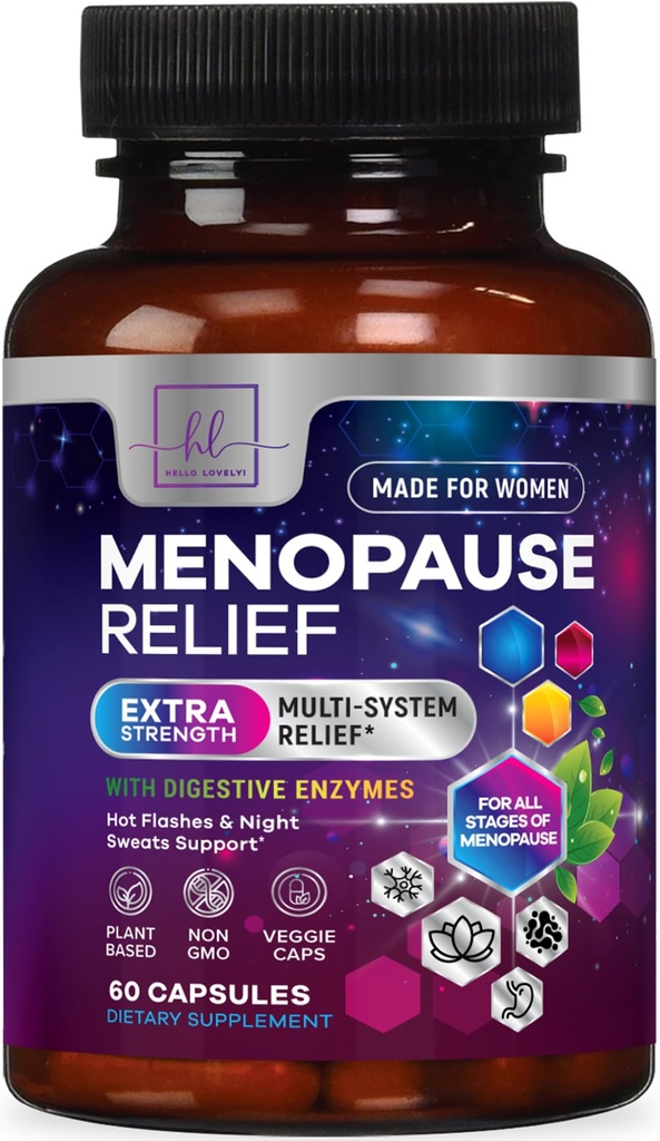 Menopausa integratori per le donne con Dong Quai, Chaste Berry, Black Cohosh, 8 miliardi di CFU Probiotici - Hot Flash Night Sweats & Menopause Relief Probiotic per Vaginal, Salute Digestiva - 60 capsule