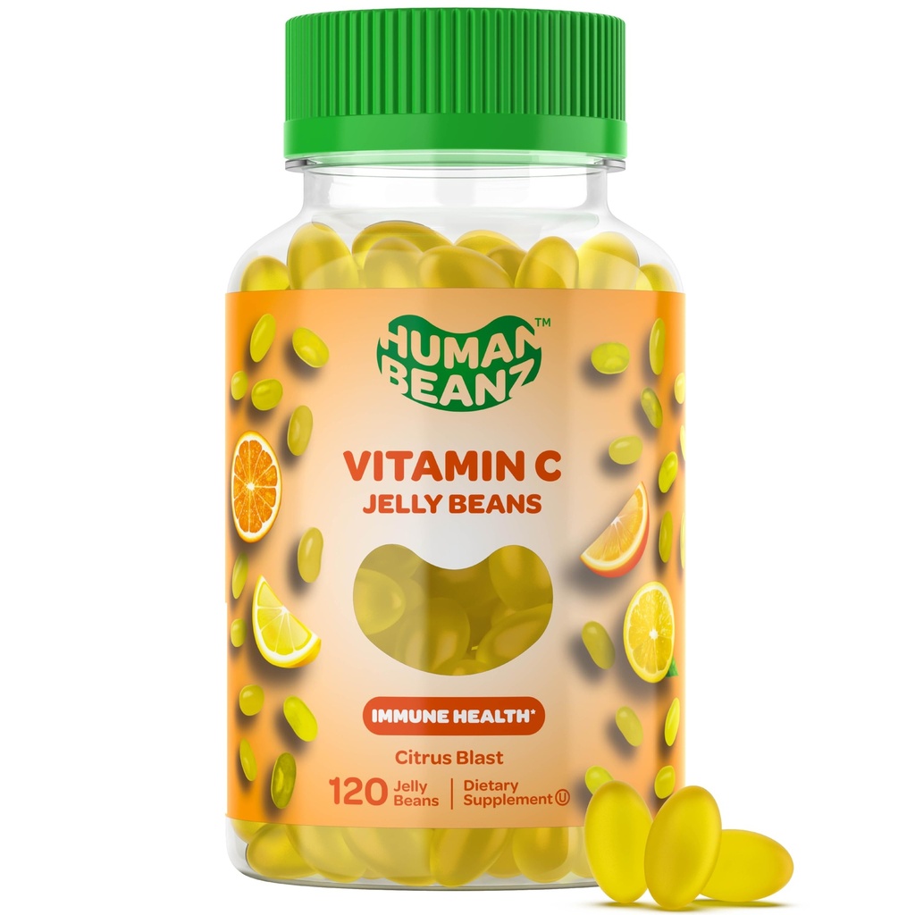Vitamina C Jelly Bean Gummies per adulti, Immune Support Integratori Dietetici, Vegetariano, 120 Citrus Blast Jelly Beans, Kosher