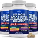 New AGE Silica Sea Moss, Nero Olio di semi, Ashwagandha, Turmerico, Bladderwrack, Burdock - con Manuka, Miele Dandelion, ACV Black Pepper Gluten Free