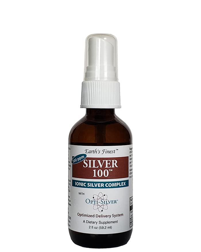 Silver 100 Ionic Silver Complex con sistema di consegna ottimizzato Opti-Silver per il supporto immunitario - 100 ppm, 2oz (59.2mL) - Spray