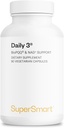 Supersmart Daily3 + Bio PQQ (All-in-One Formula) - Multivitamin per le donne e gli uomini - 45 Nutrienti essenziali | Non-GMO & Gluten-Free | 1 Mese di alimentazione - 90 capsule vegetariane