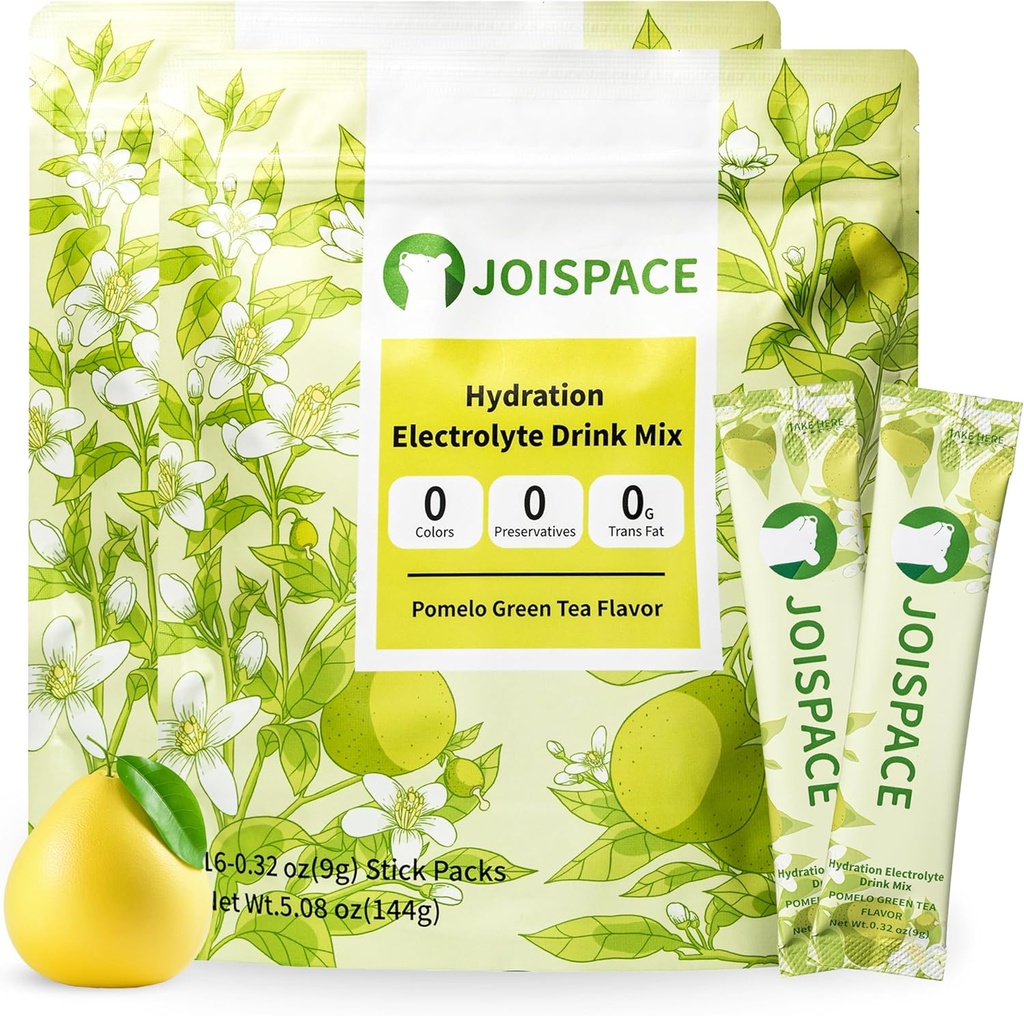 JOISPACE Electrolyte Drink Mix con Tea Polyphenols | Fast Hydration & Electrolytes Boost | Non-GMO, Vegan, Gluten-Free | Pomelo Tea, 32 Serve