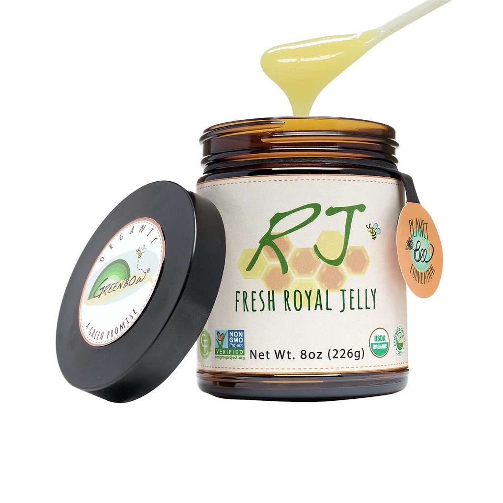 Greenbow Organic Fresh Royal Jelly - 100% USDA Certificato Organico, Non OGM, Halal, Pure, Gluten Free - Uno dei più nutritivi imballati - (226g)