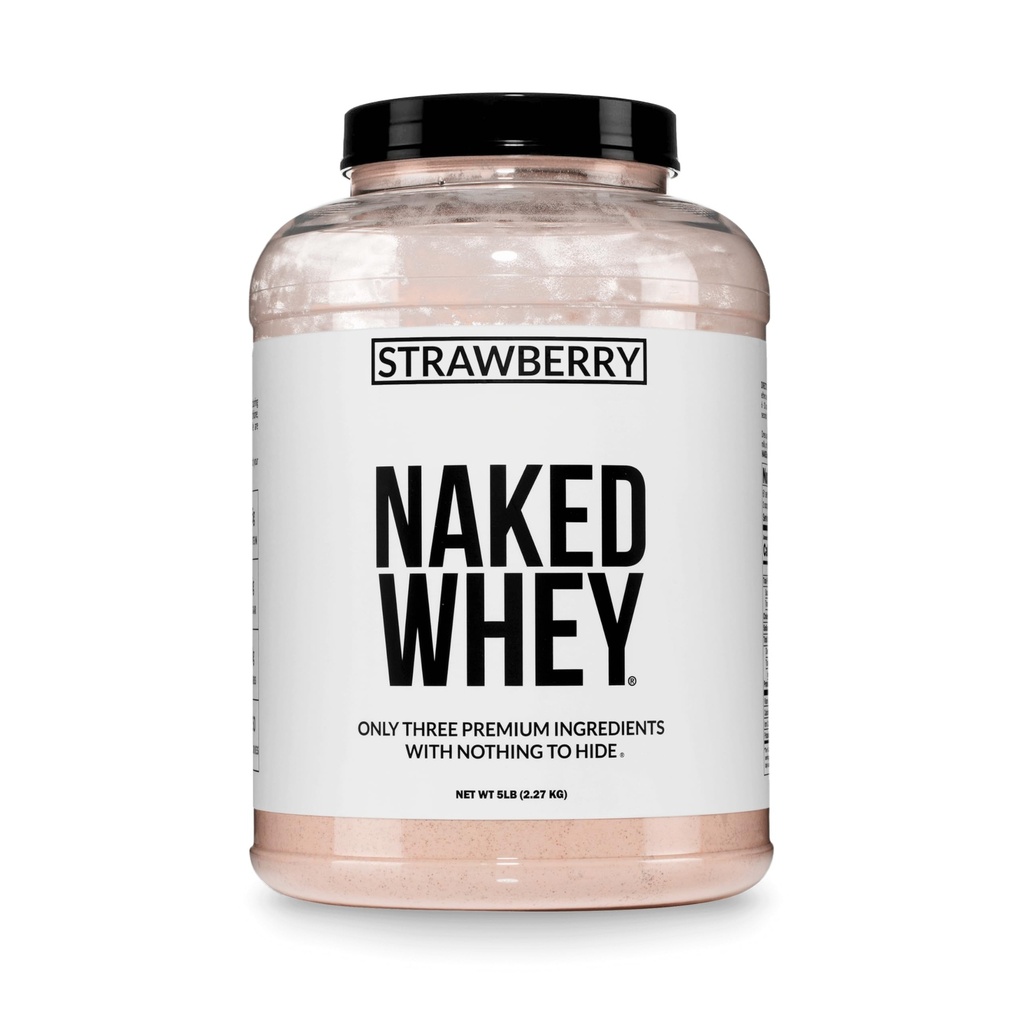 Proteine del siero di fragola NAKED - Tutta l'erba naturale Fed Whey Protein Powder + Fragole secca + Cocco Zucchero- 5lb Bulk, GMO-Free, Soy Free, Gluten Free.