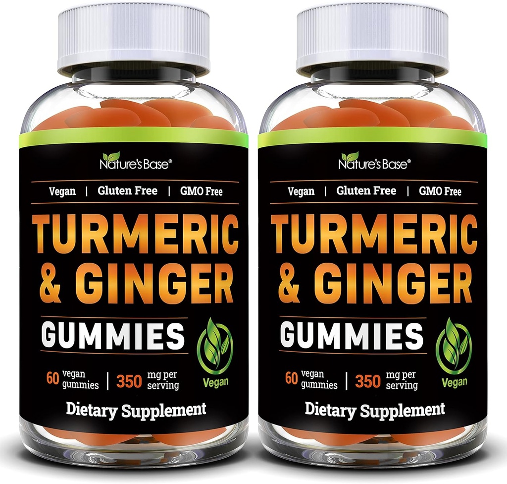 Gummie di base della natura per adulti (2 Pack) - Integratore di curcumina tumerica per sostenere la salute congiunta e il supporto immunitario - 120 Vegan Gummies
