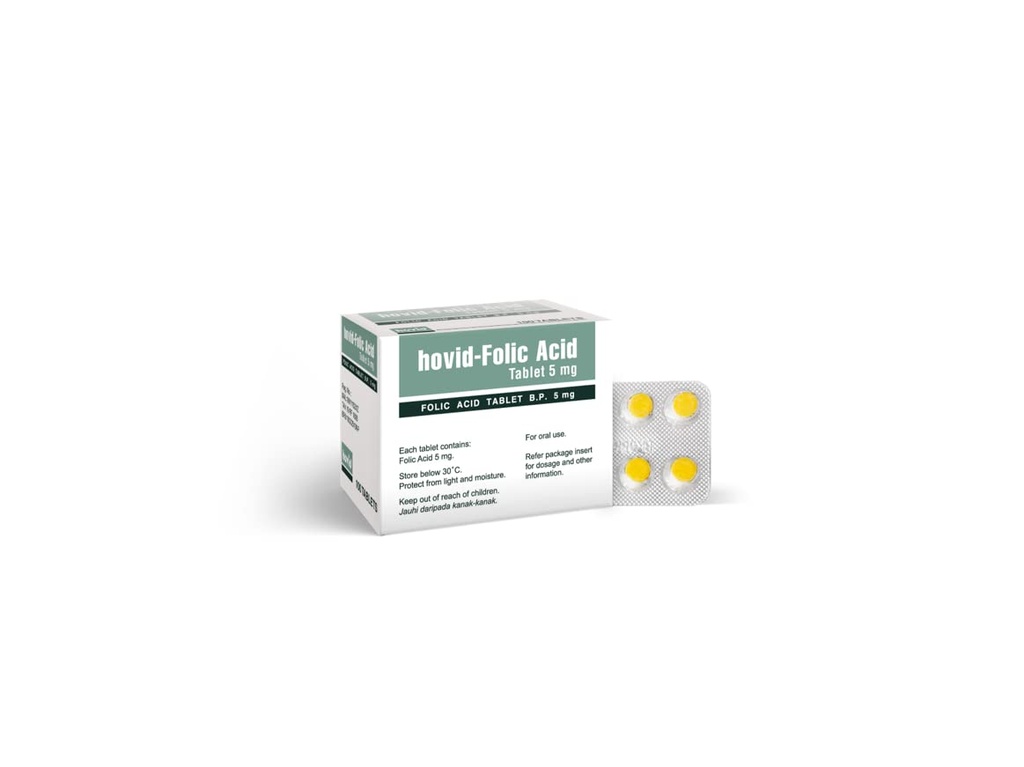HOVID Folic Acid 5Mg 100 compresse (Pacchetto di 3 scatole di 100 compresse)