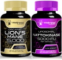 WELLNESS LABSRX Lions Mane Supplemento capsule con Nattokinase capsule | Bundle