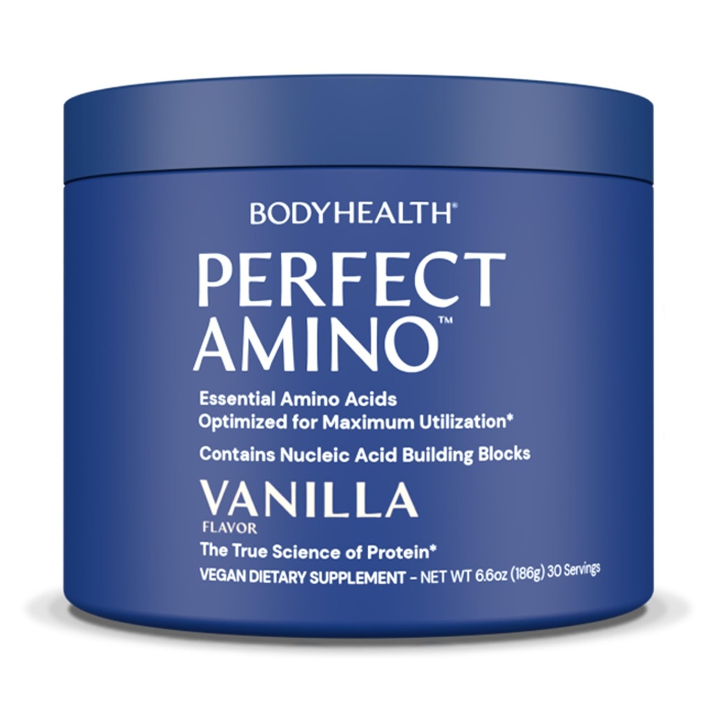 BodyHealth PerfectAmino Powder - BCAA e EAA Polvere per pre e post allenamento - Aminoacido Energy Drink per gli uomini e le donne per sostenere muscolare magra e recupero - Vanilla - 30 Serve