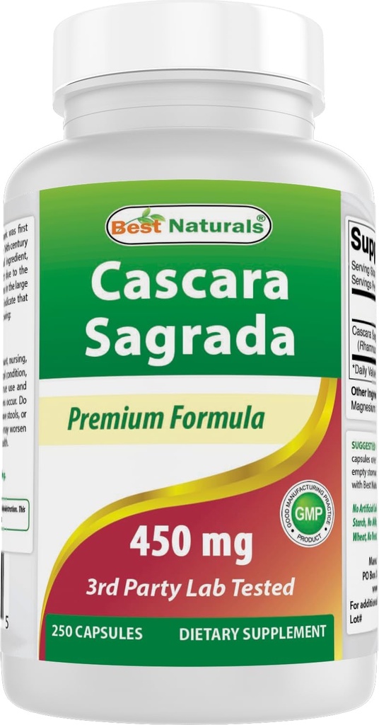 Migliori naturali Cascara Sagrada 450 mg 250 capsule