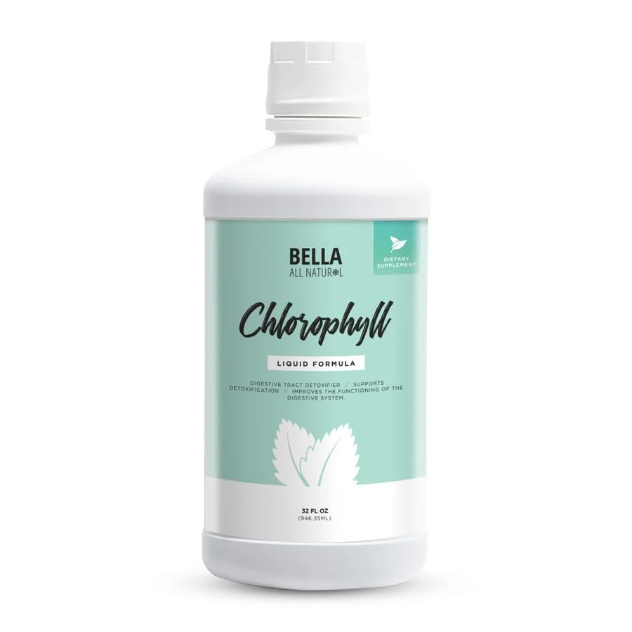 Bella tutto naturale clorofilla liquida gocce anti-invecchiamento | Aumento dell'energia | Equilibrio ormonale | Anti-acne, Mint Flavor 60ml