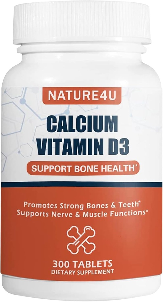 Calcium 1000 mg con vitamina D3, Bone supplemento di salute per adulti, supporto Muscel Nerve Salute e assorbimento di calcio, 300 Tablet