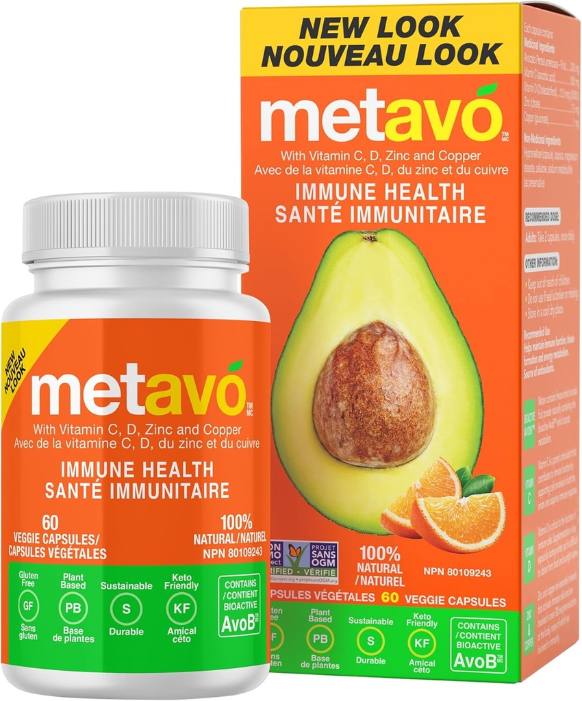 Metavo Immune Health - Integratore di Supporto Immune Naturale, Integratori di Zinco Essenziale per Uomini & Donne Arricchito con Vitamina C, D & Rame, 60 Capsule Vegan, 30 Serve