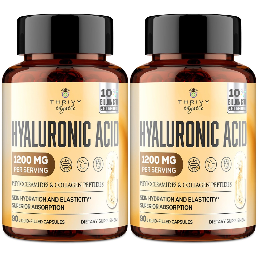 19-in-1 capsule di acido ialuronico - acido ilunarico 1200 mg, con Peptidi di collagene, vitamina C, Phytoceramides - per pelle, occhi, gastrointestinale, sostegno alle ossa (2 pacchetto)