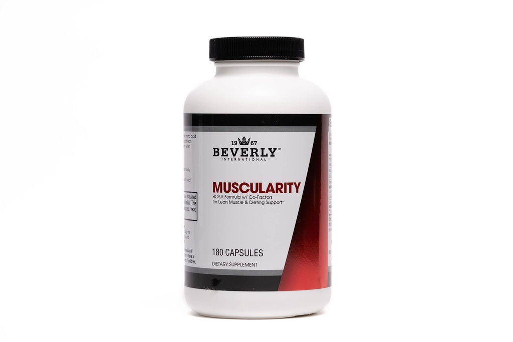 Beverly International Muscularity Specialty BCAA Formula, 180 capsule. Aminoacidi a catena ramificata + cromo picolinato, B6-B12. Migliora il metabolismo energetico - recupero del muscolo - guardia del muscolo.