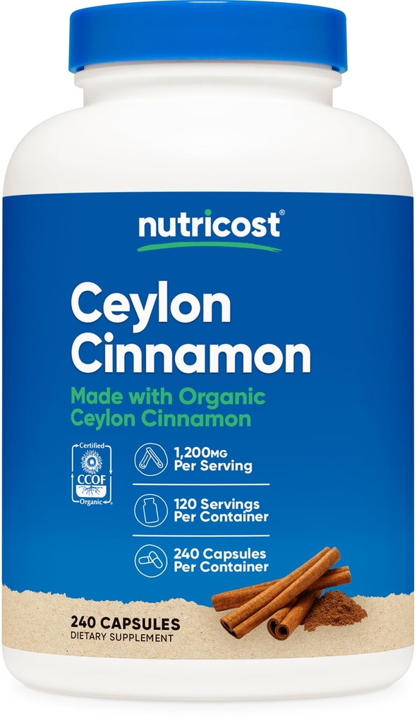 Nutricost Cinnamon Capsule (240 capsule) 1200mg per porzione - Senza glutine