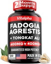 Ultra Concentrato 86,000mg Fadogia Agrestis Tongkat Ali Blend – 200:1 Tongkat Ali + 10:1 Fadogia Agrestis + Bioperine - Miscela massima di resistenza per prestazioni atletiche e massa muscolare - 120 V-Caps