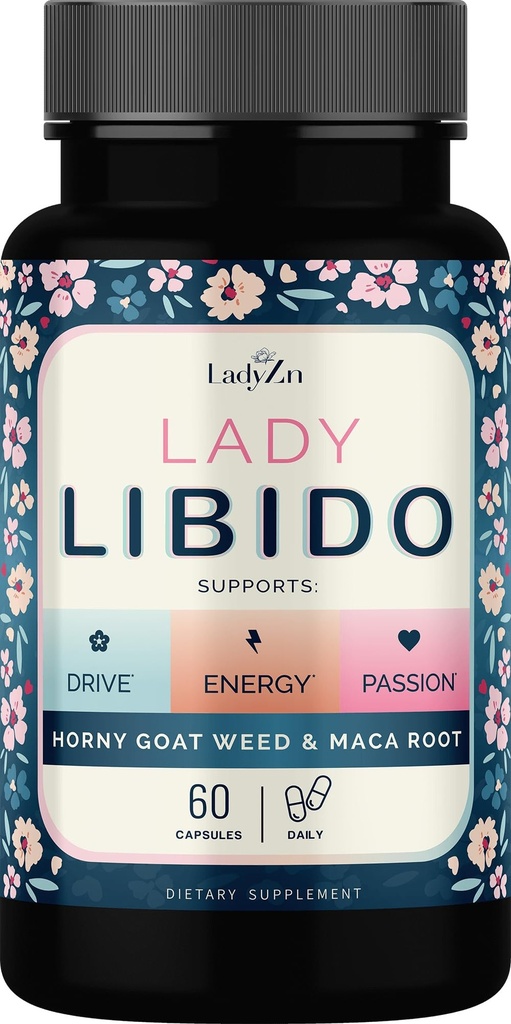 Lady Libido Supplemento per il supporto delle donne Mood, Drive & Energy, con Hornygoatweed & Maca Root | Booster Libido femminile per le donne | Pillole di bilanciamento dell'ormone per alleviare lo stress e ridurre l'asciutto - 60 capsule