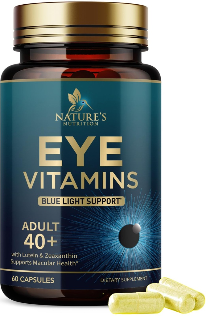 Integratore di vitamine degli occhi - Vitamina avanzata per la cura degli occhi con Luteina, Zinco, Vitamine C, E, Zeaxantina e minerali - Vision Multivitamina per la salute maculare e gli occhi secchi, Vegan, Bottigliato negli Stati Uniti - 60 capsule