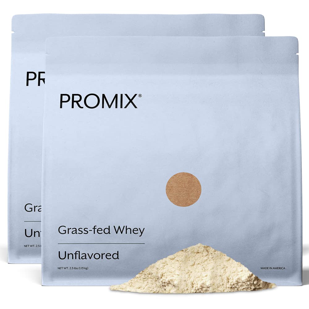 ProMix Nutrition Whey Protein Powder, Unflavored - Grass-Fed - - Post Workout Fitness & Nutrition Shakes, Smoothies, Baking & Cooking Recipes - Gluten-Free & Keto-Friendly - 5 Pound (Pack of 2)