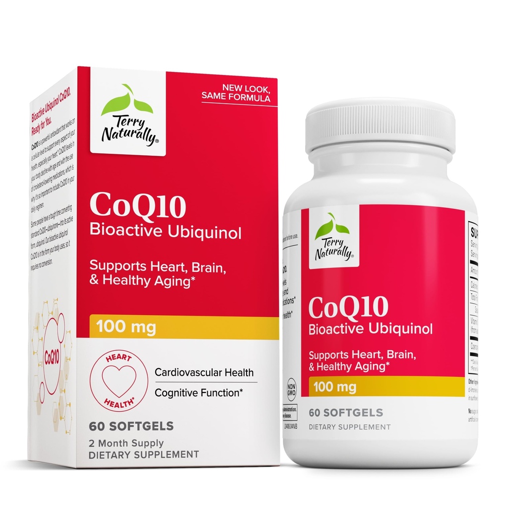 Terry naturalmente CoQ10 BioActive Ubiquinol - Integratore di Supporto per l'Energia Cellulare - Integratore BioActive CoQ10 - Integratore nutrizionale per l'Aging & Brain Health - 60 Softgels