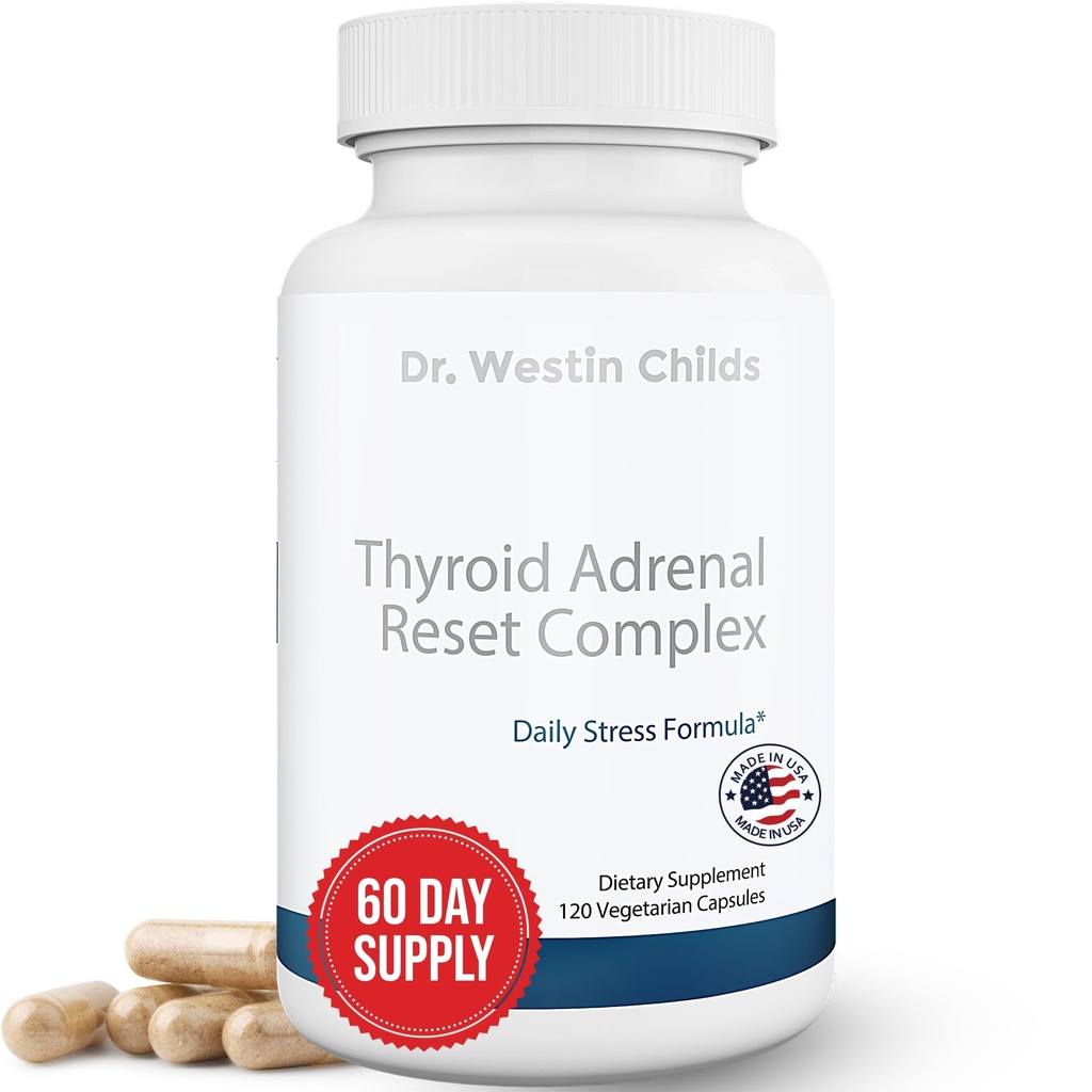 Dr. Westin Childs - Thyroid Adrenal Reset Complex | Integratore di supporto a base di erbe con Glandulars & Rhodiola (adaptogens) per Stress, Cortisol, Fatigue, Energia in Donne con Ipotiroidismo 120 Ct