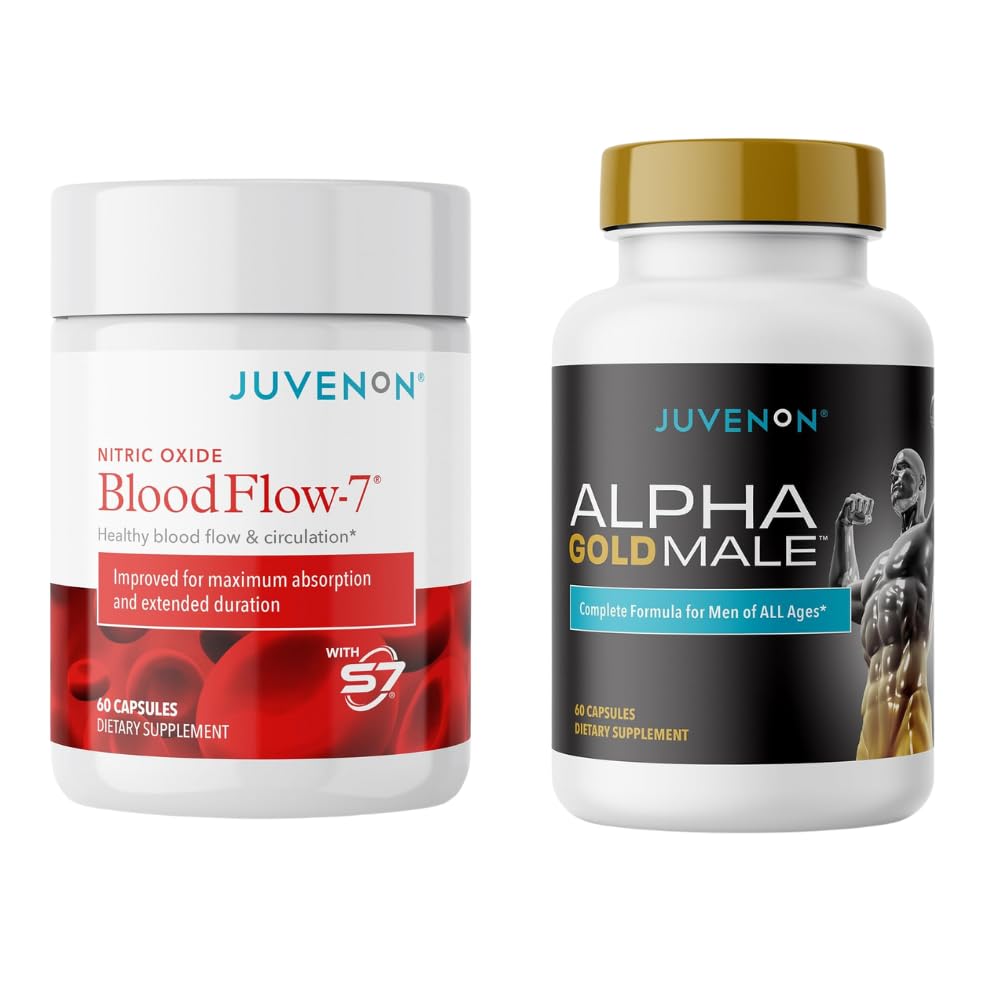 Juvenon BloodFlow-7 Nitric Oxide supplemento con Nitrosigine + Alpha Gold Maschio
